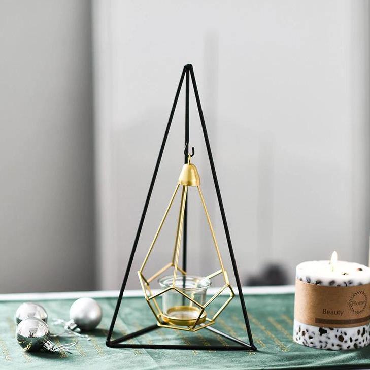 Geometric Iron Hanging Lantern Candle Holder or Vase