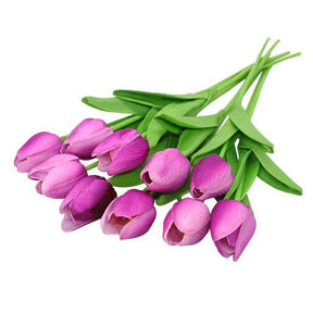 10-Piece Faux Tulips Artificial Flowers