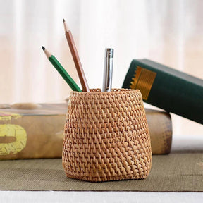 Hand-Woven Wicker Storage Container Basket