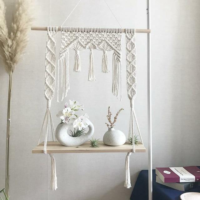 Bohemian Macrame Floating Shelf