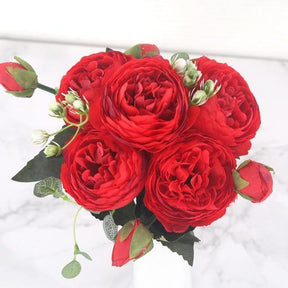 9-Piece Silk Faux Peonies Artificial Flowers