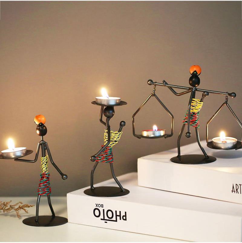 Abstract Figurine Metal Candle Holder