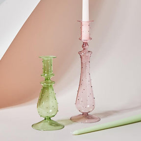 Fleur Pastel Glass Candlestick Holders